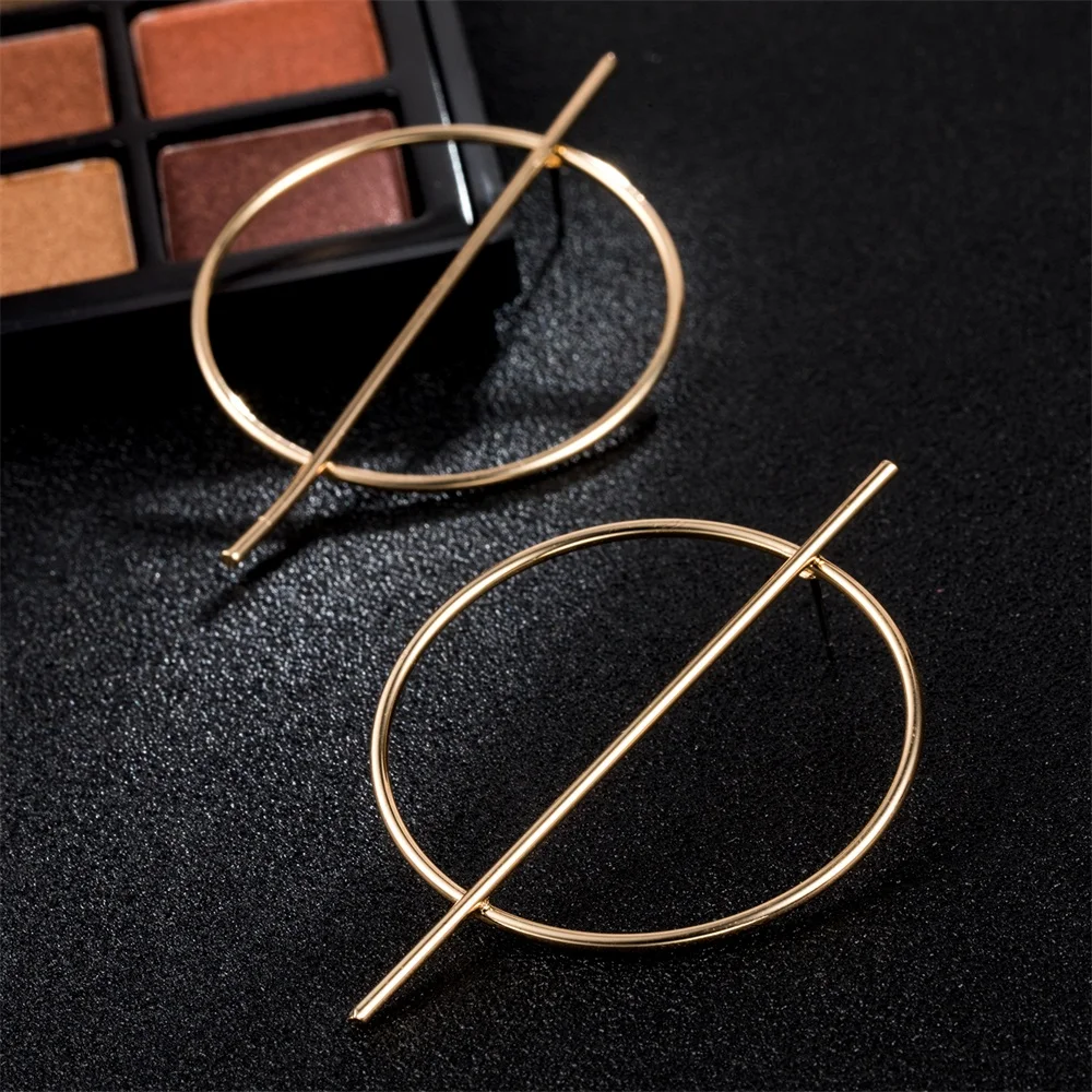 IPARAM Personality Exaggerated Geometry Big Circle Earrings Female Punk Glamour Fashion Gold Color Silver Color Earrings Jewelry