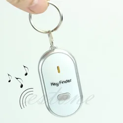 White LED Key Finder Locator Find Lost Keys Chain Keychain Whistle Sound Control