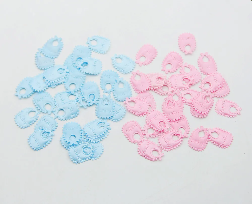 100Pcs Blue/Pink Cute Baby Shower Table Sprinkles Confetti Decoration Fabric BABY BIB Birthday Party Decor Supplies