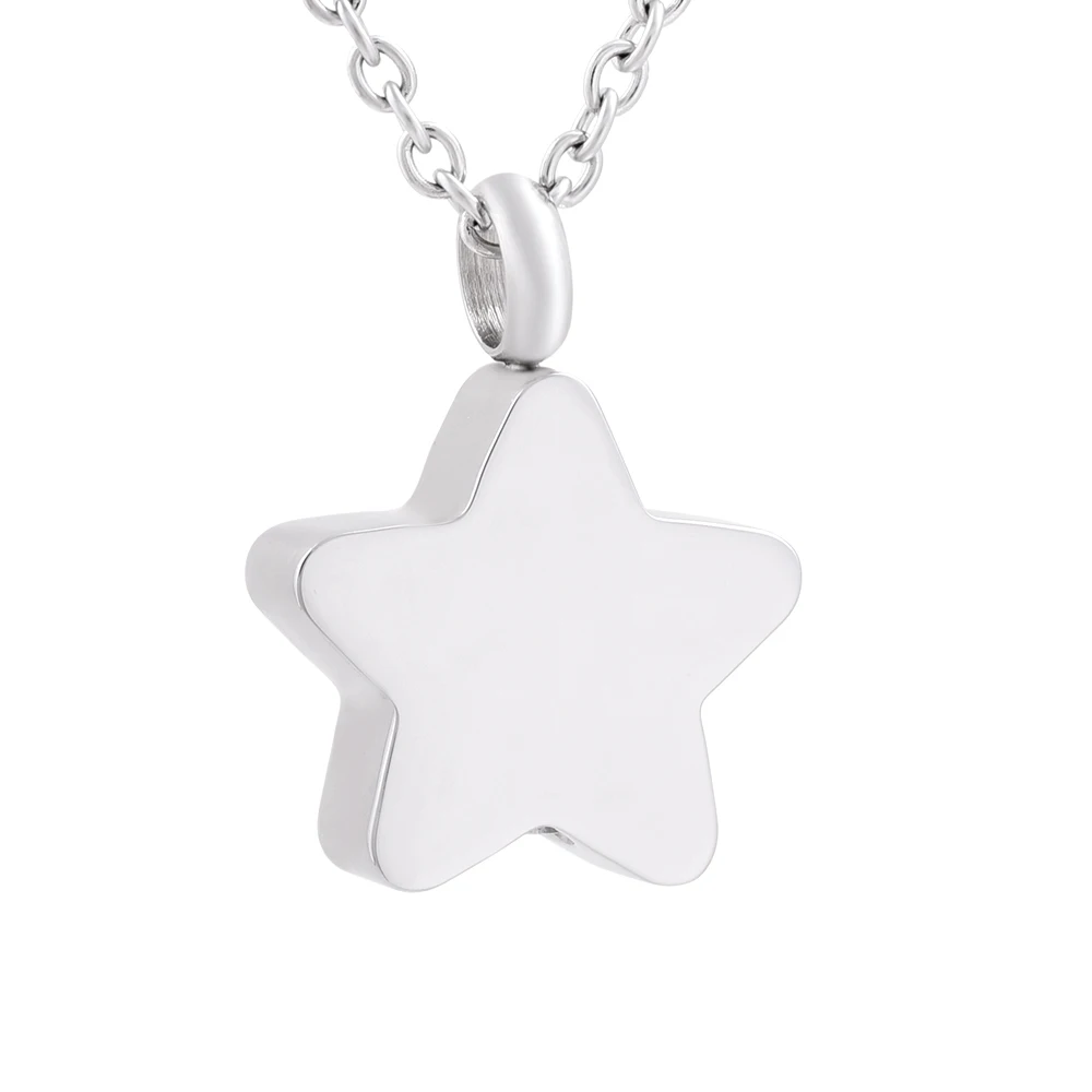 IJD9829 Little Star High Polish Stainless Steel Cremation Pendant Necklace Fashion Jewelry Ashes Keepsake Urn Necklace