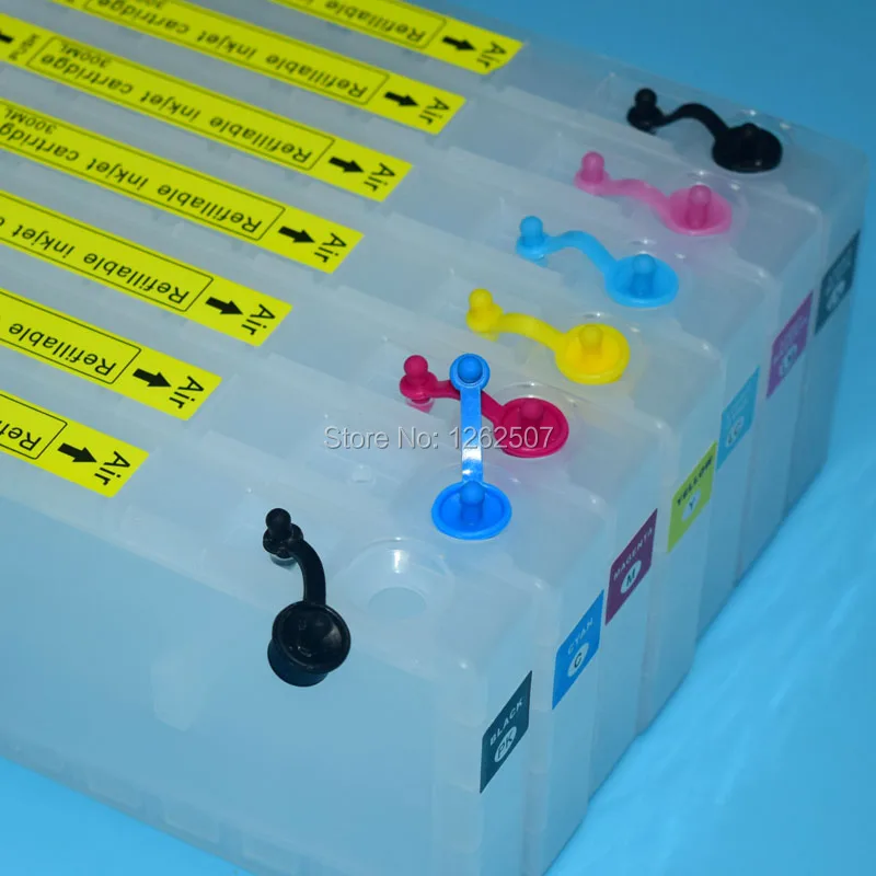 T5441-T5447 300ML 7Colors Empty Refill Inkjet Cartridges With Resettable Chip For Epson Stylus PRO 7600 9600 Printers