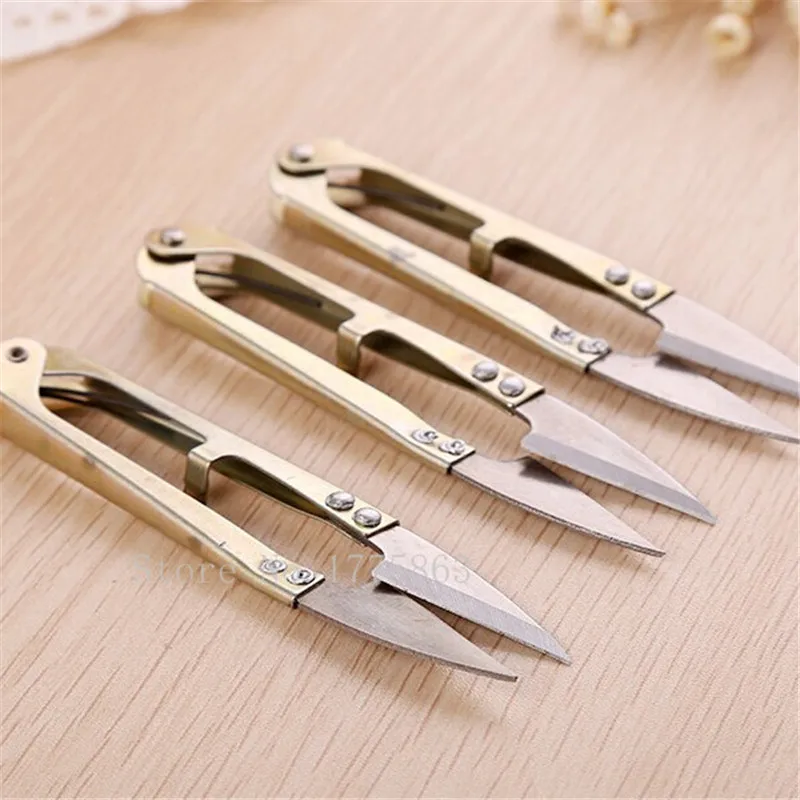 2Pcs Portable Tailor's Scissors Practical Sewing Supplies U Shape Sewing Scissors Yarn Snips Thread Cutter Nippers  AA7481
