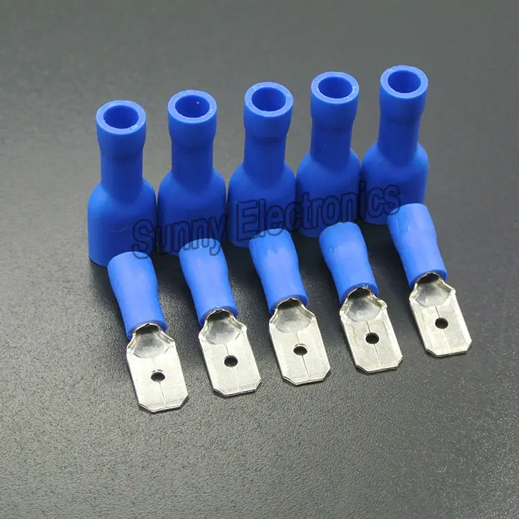 100 Pcs (50Pairs) 6.3mm Female Male Electrical & Wiring Connector Insulated Crimp Terminal Spade