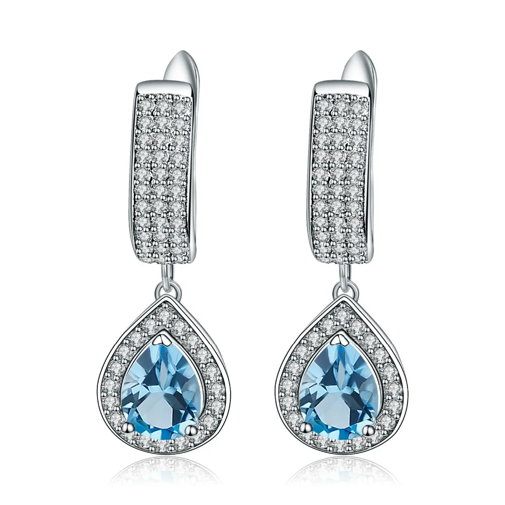 

Gem's Ballet 925 Sterling Silver Kate Earrings 2.64Ct Natural Swiss Blue Topaz Gemstone Drop Earrings For Women Fine Jewelry