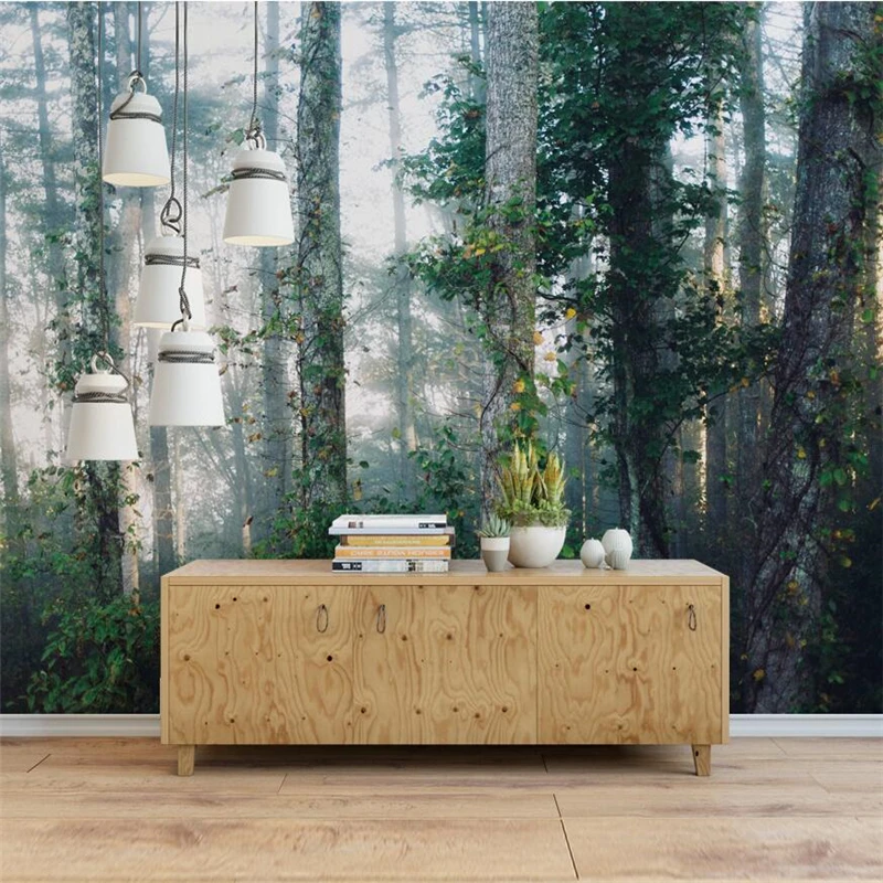 wellyu  papel de parede 3d  Custom wallpaper   Scandinavian fog forest background wall wall murals  photo wallpaper  behang