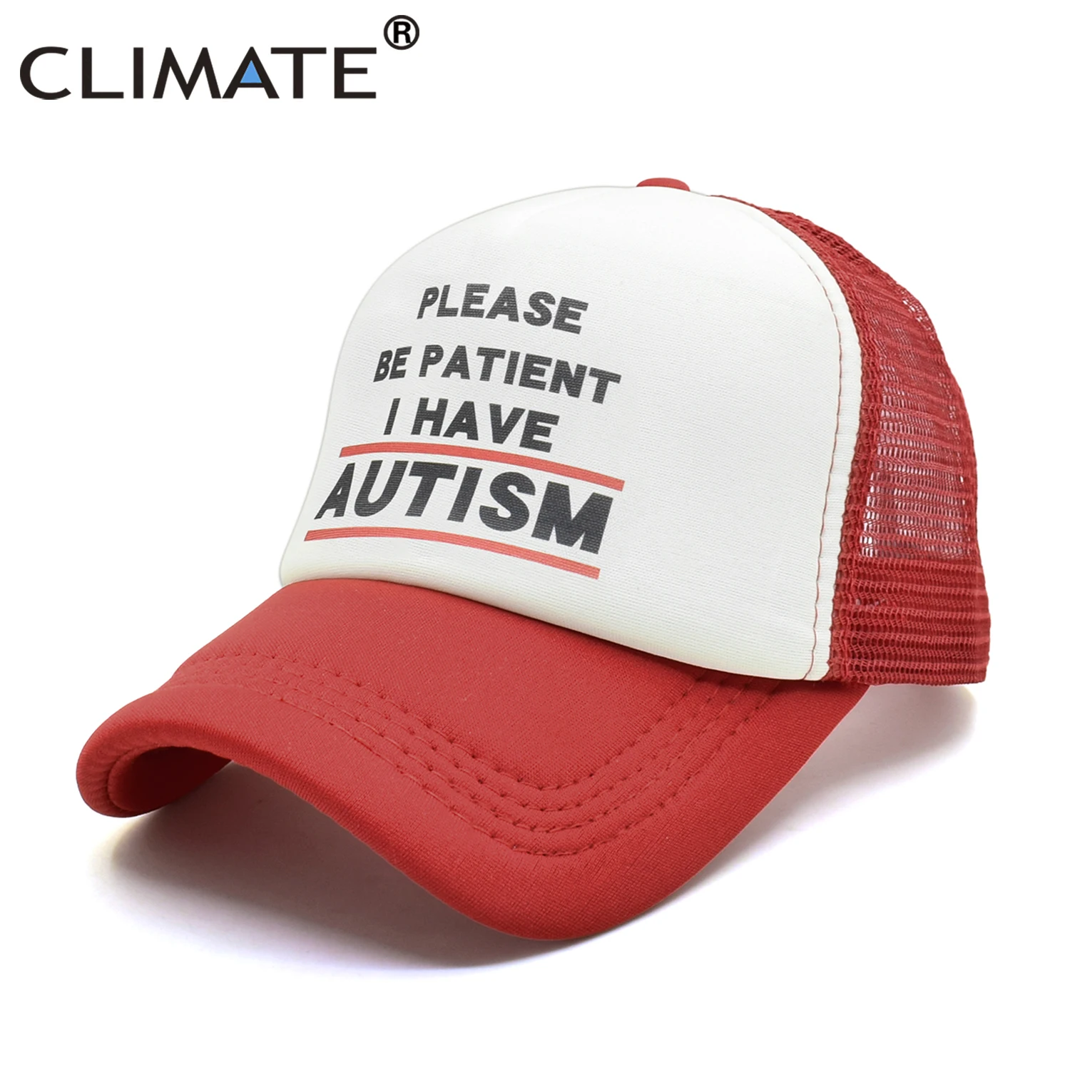 CLIMATE Autism Trucker Cap Please Be Patient I Have Autism Mesh Caps The Good Doctor Autistic Child Summer Cap Hip Hop Caps