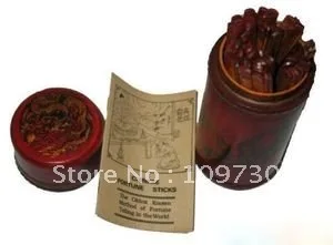 60 bamboo sticks Vintage Chinese Fortune Stick Dragon leather box Instructions,Feng Shui Divination Otsuge Uranainandesu