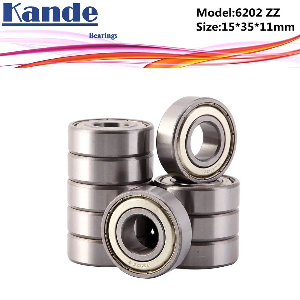 Kande 6202ZZ 4PCS ABEC-5 6202 ZZ Single Row Deep Groove Ball Bearing 15x35x11 mm 6202-2Z