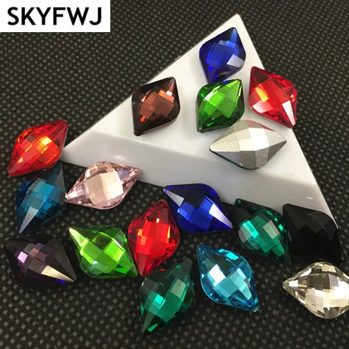 wholesale 125pcs 12x19mm Lemon Fancy Stone Pointed Back Glass Crystal Stones More Colors For choice Perfect garment making