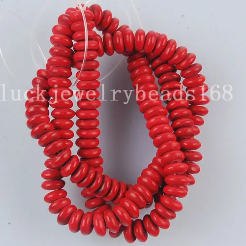 Fashion Jewelry 3x6mm Red Howlite Howlite Abacus Loose Beads 15.5