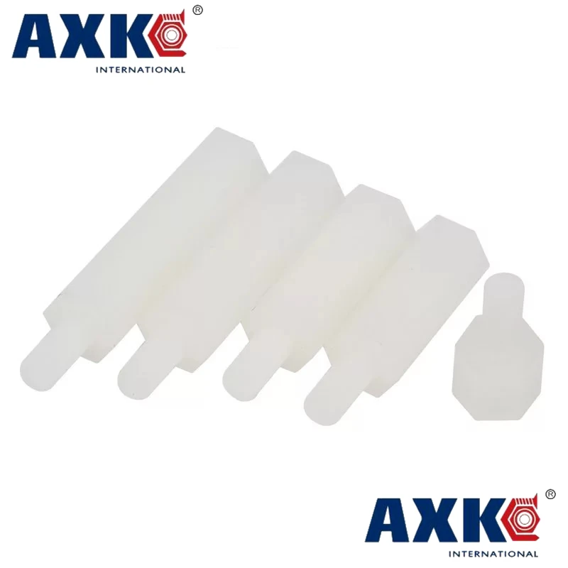 White Plastic Nylon M2 M2.5 M3 M4 Hex Column Standoff Spacer Screw Stand-off M3 Hex Screw Male M2/M2.5*L+5 / M3/M4*L+6