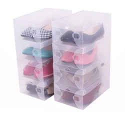 10/20pcs set New Transparent Home Stackable Plastic Shoe Boxes Boot Storage Case Organizer An-ti Dust Clean Size 27.5*18.5*9.5cm