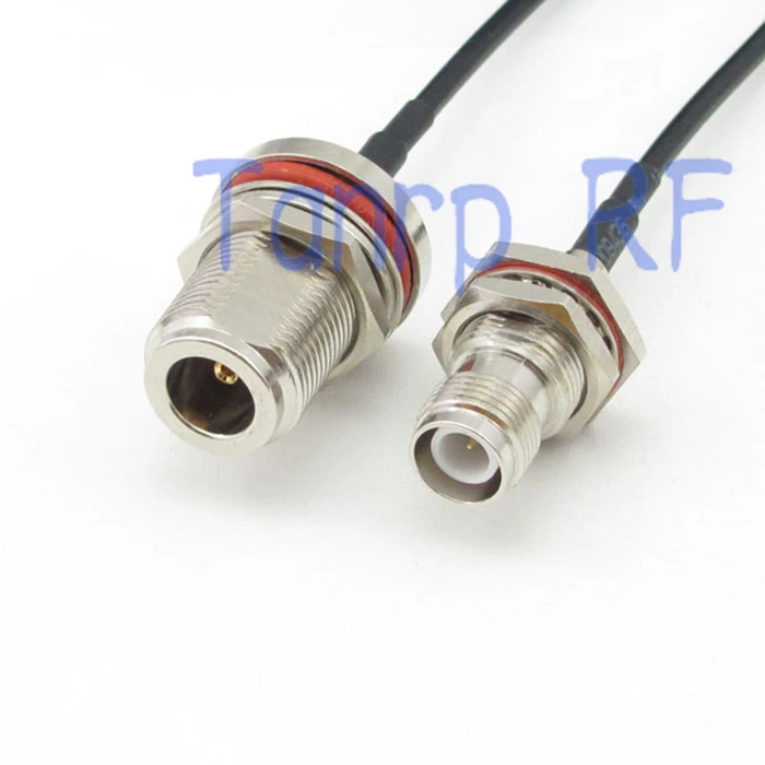 

10pc 6in N female with nut bulkhead to RP-TNC female RF connector adapter 15CM Pigtail coaxial jumper cable RG174 extension cord