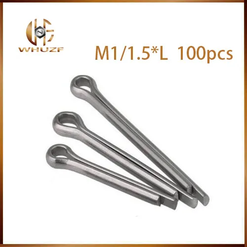 100pcs M1x8/10/12/16 304 Stainless steel Open elastic pins Hairpin Cotter pin 8mm-16mm length