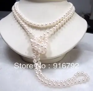 

free shipping *******7-8mm White FW Cultured Pearl Necklace 50inch