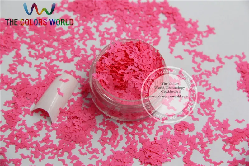 N-9 Size :5mm  Solvent Resistant Neon Pink color Glitter Bat  shape spangles for Nail Art  and DIY supplies1pack=50g