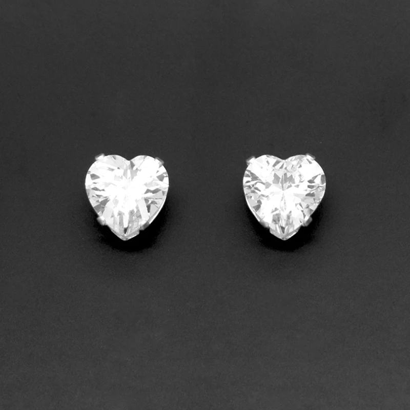 High Quality Crystal Heart Earrings Elegant And Charming Cubic Zirconia Heart Stud Earrings For Women Girls Piercing Jewelry