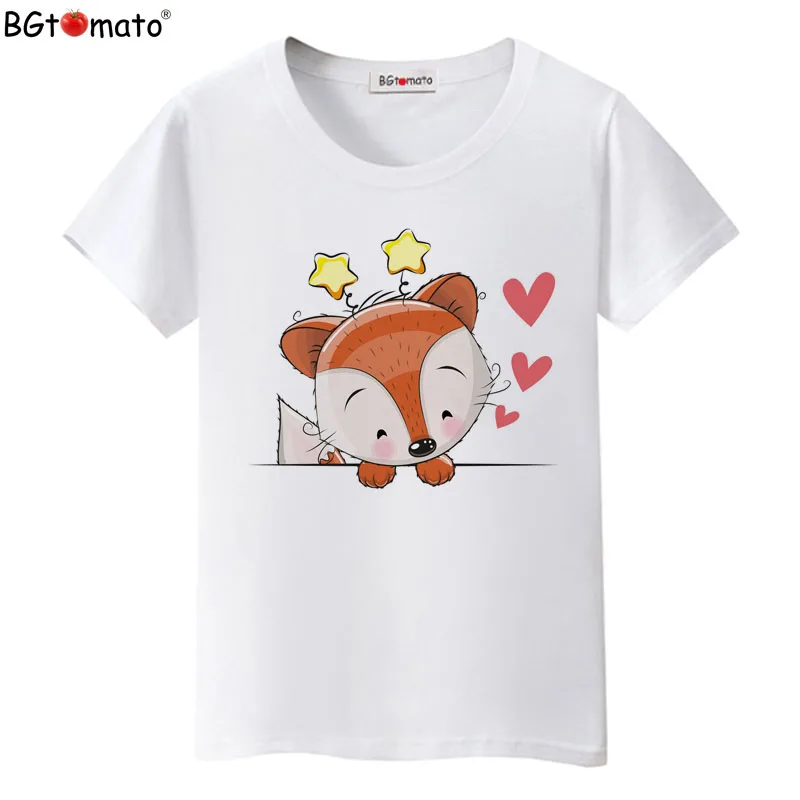 Super lovely cartoon fox T-shirts For Women cool summer clothes Hot sale brand new casual tops tees