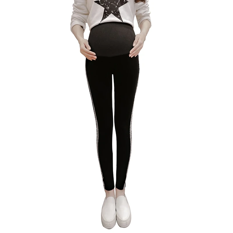 Maternity wear 2019 spring fashion Korean version of the new pregnant women leggings outside wearing silk pants silver edge