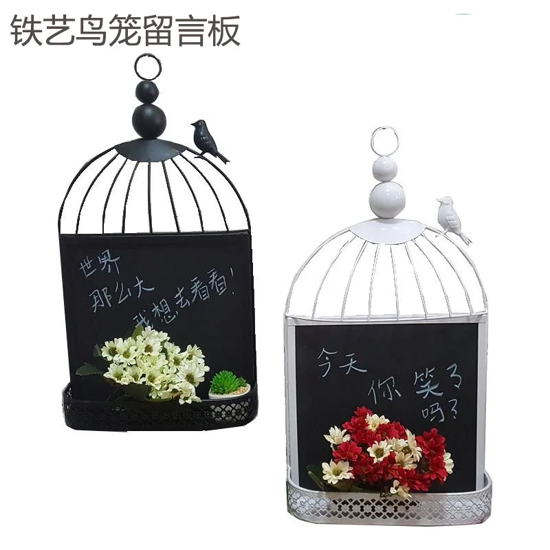 Retro Iron Bird Cage Message Board, Blackboard Wall Decoration, Cafe Clothing Shop Decoration