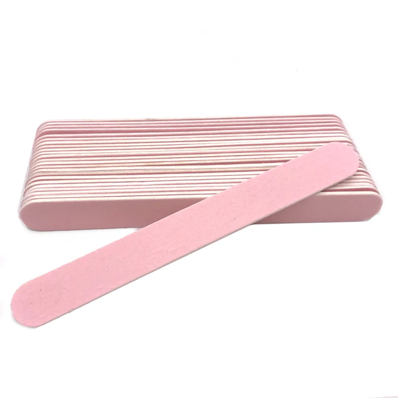 50Pcs Thick Wood Nail Files Artificial Nail Tips File 240/240 Disposable Cuticle Remover Pink Nail Art Styling Tool Beauty Salon