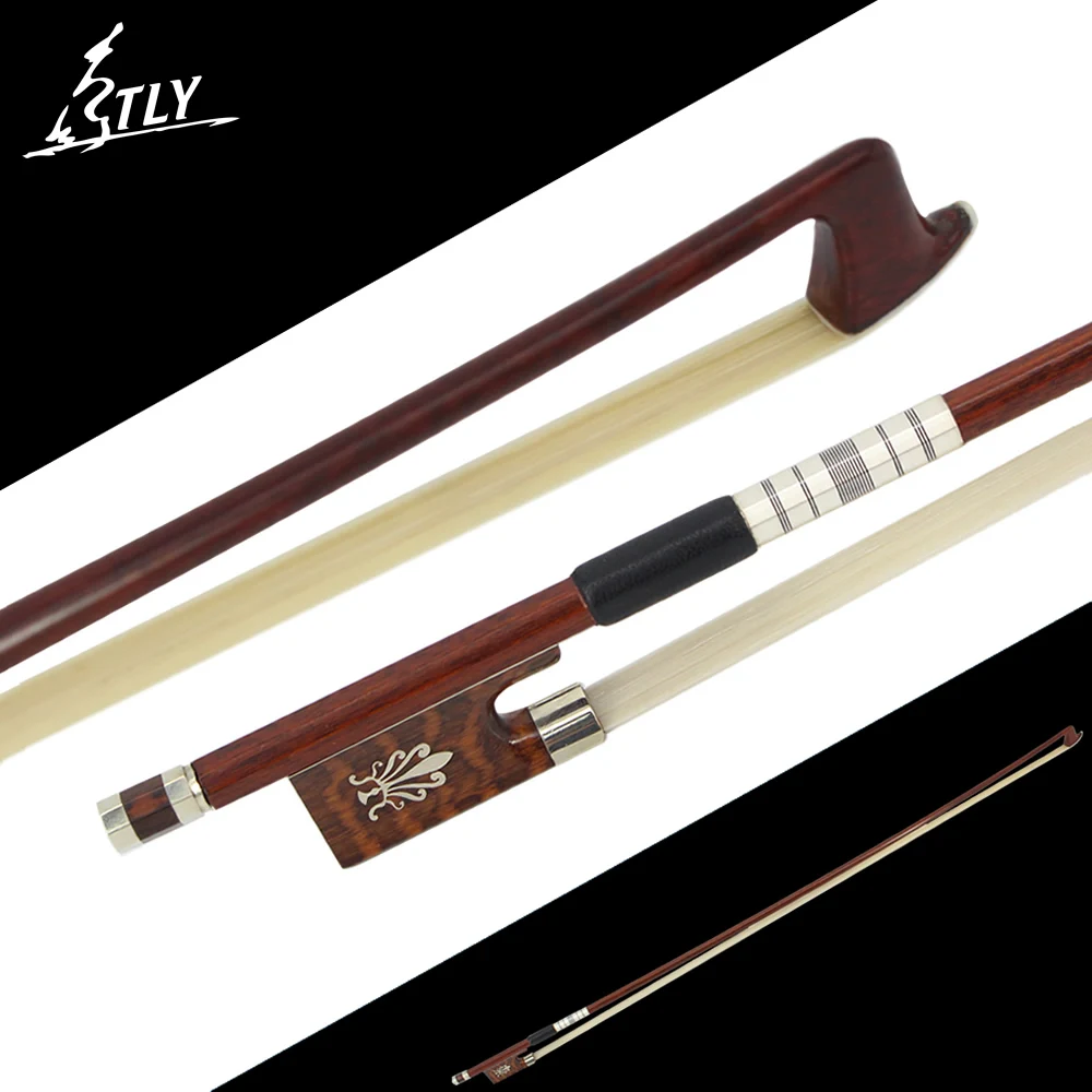 Factory Store Wood Grain Carbon Fiber Full Size Violin Bow Flower Carved Snakewood Frog Horsehair Fiddle Bow Violin Accessories