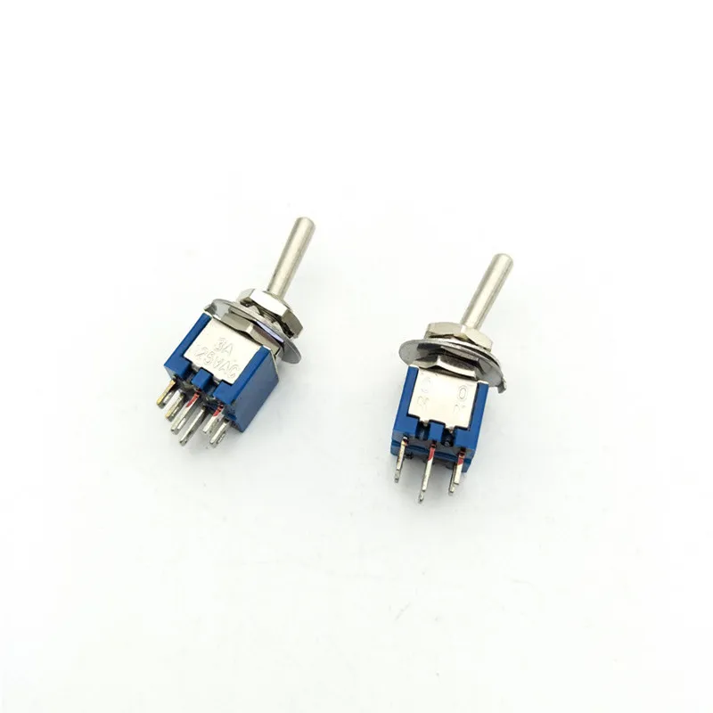 10 قطع ac 125 فولت 3a on/on 2 الوظيفة 2p2t dpdt 6 دبابيس 5 ملليمتر تبديل SMTS-202