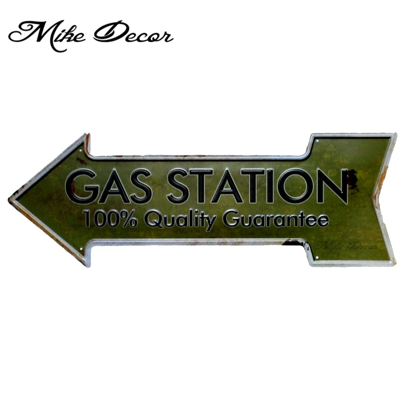 [ Mike Decor ] GAS STATION Vintage Classic Arrow painting Retro Gift Craft Irregular sign Bar decor YC-611 Mix order