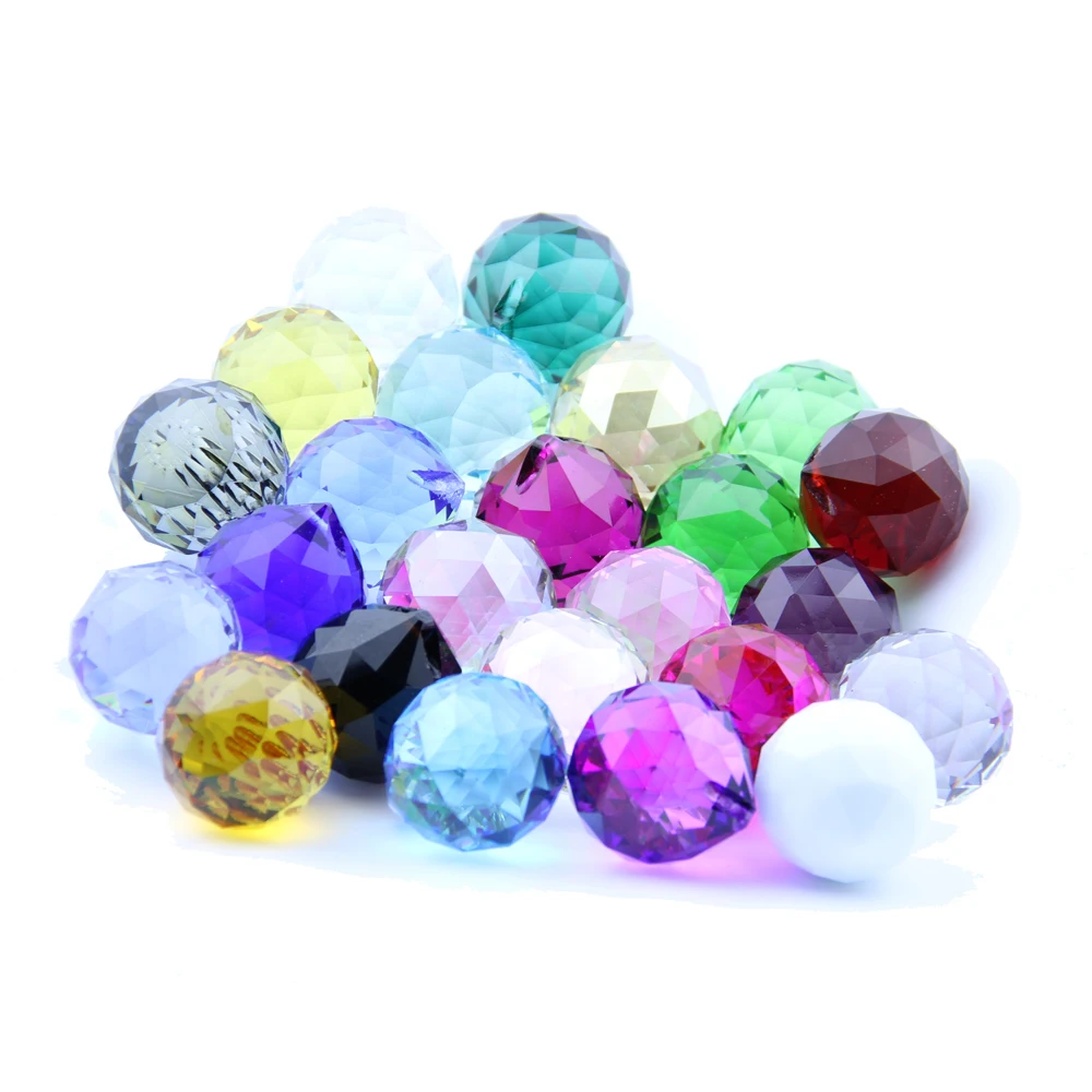 30pcs/lot mixed color 20MM Crystal Faceted Prism Ball Crystal Prism Ball Home Decoration