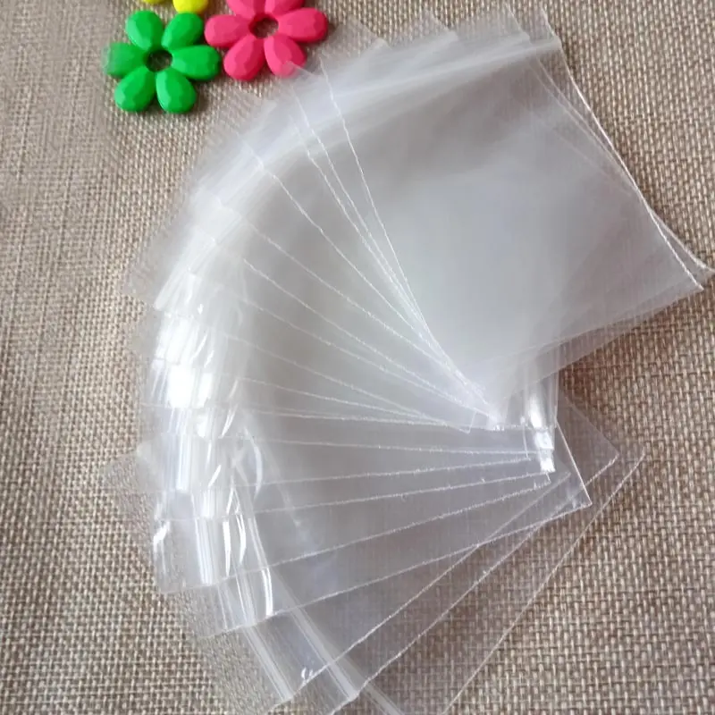 100pcs Jewelry Ziplock Zip Zipped Lock Reclosable Plastic Poly Clear Storage Bags Thickness 0.1mm