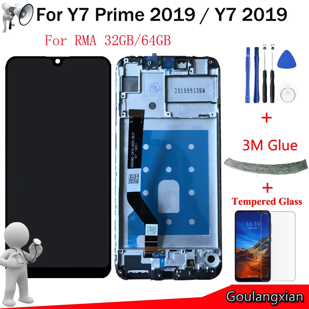 AAA Original LCD With Frame For Huawei Y7 2019 LCD Display Screen For Huawei Y7 Prime 2019 LCD Sceen Display 10-Touch