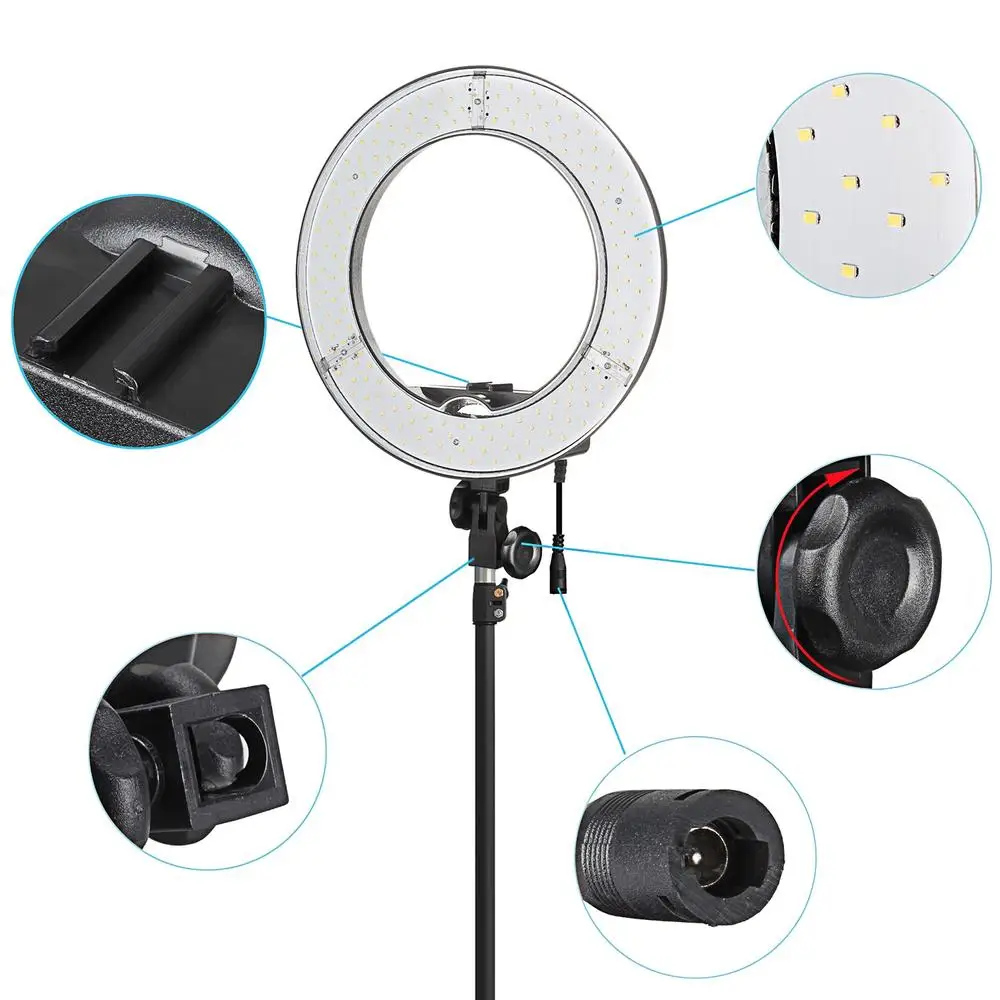 Fotopal Chụp Ảnh Vòng LED Ánh Sáng Cho Trang Điểm 13 "5500K Mờ Camera Điện Thoại Hình Phòng Thu Video Đèn Youtube Với chân Đế Tripod