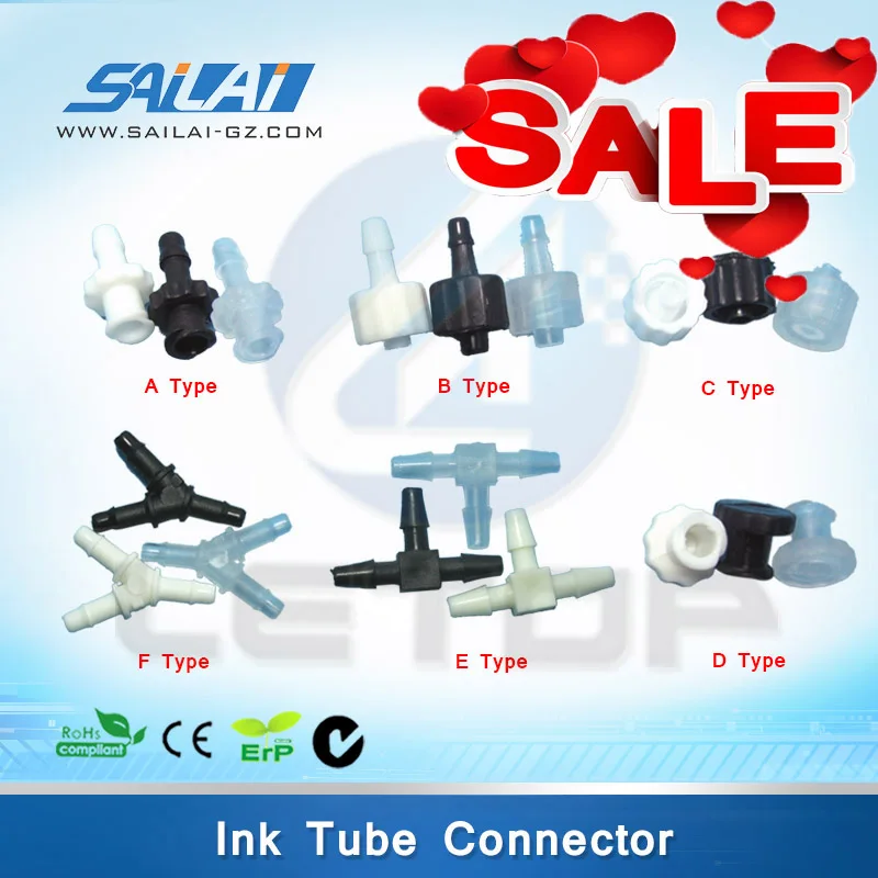 LETOP Solvent Printer Ink Hose Connectors Plastic For Allwin Xuli Mimaki Mutoh Flora Plastic Ink Tube Connector