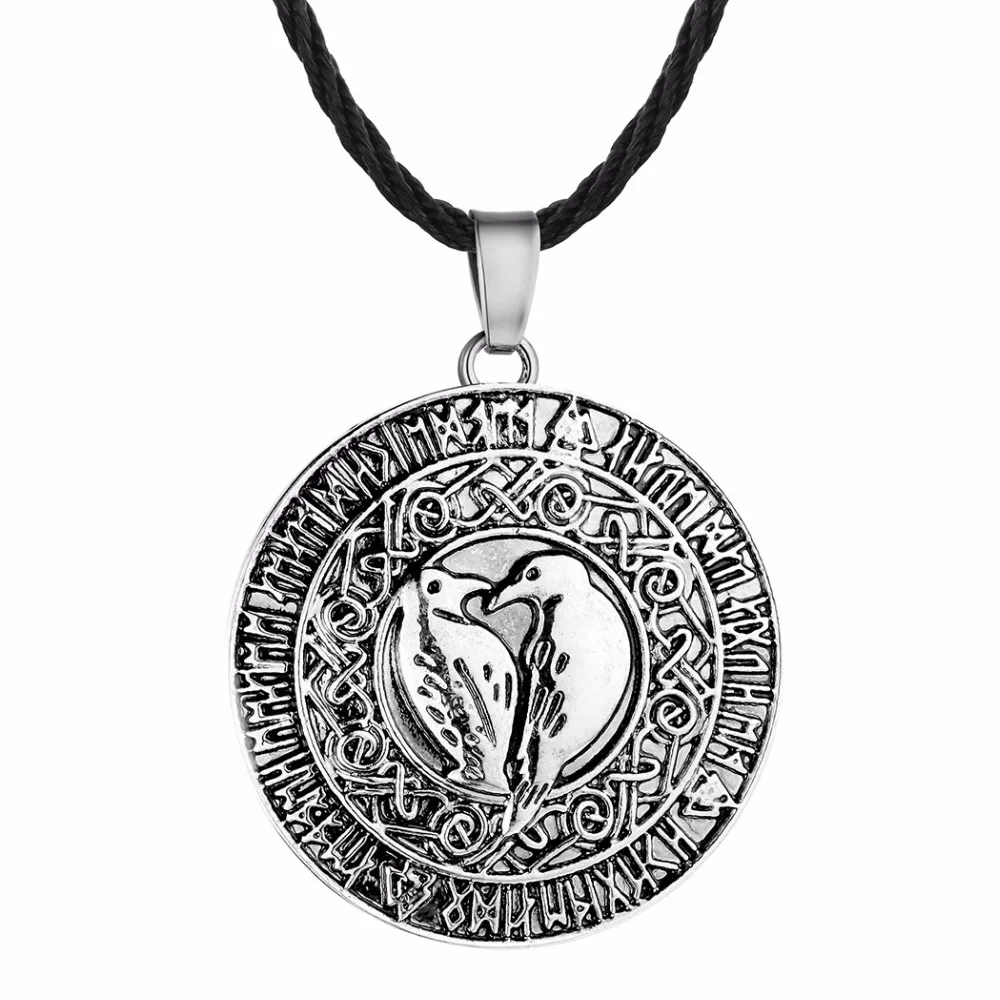 Nostalgia Viking Raven Scandinavian Runic Amulet Norse Runes Rope Chain Necklace Bulgaria Jewelry