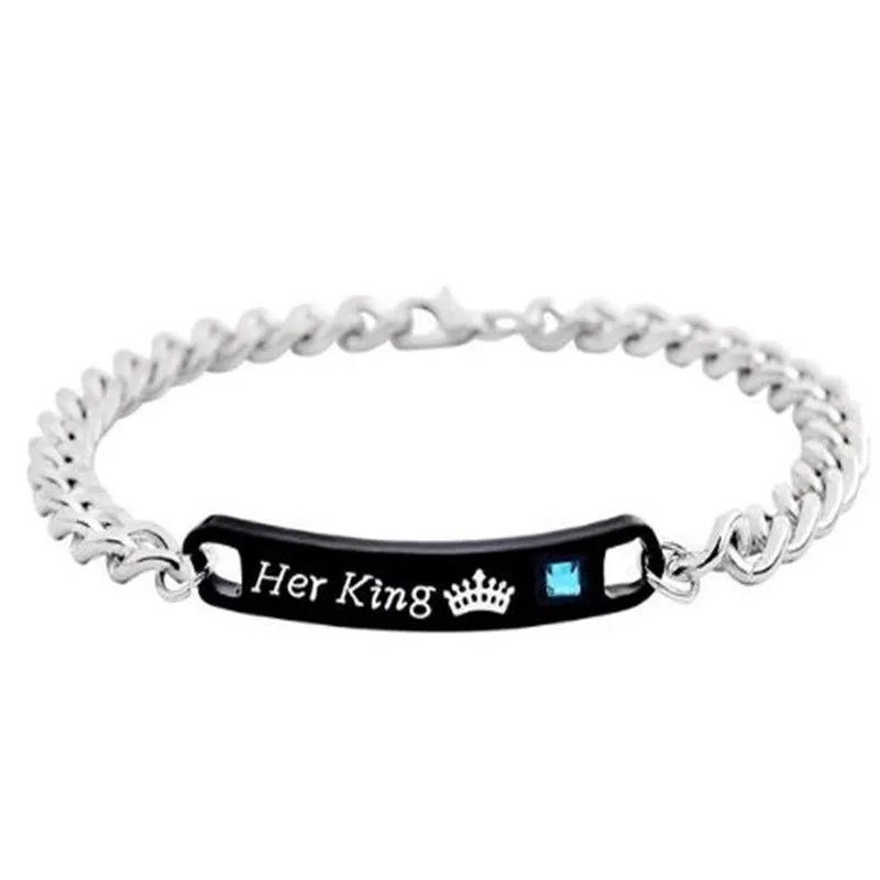 XEDZ Fashion Couple Bracelet Bracelet His Queen/Her King Text Love Memorial Day Holiday Gift Chain Jewelry