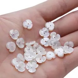 4개 10mm 진주 쉘 꽃 비즈, 화이트 쉘 비즈, 쉘 쥬얼리 만들기
