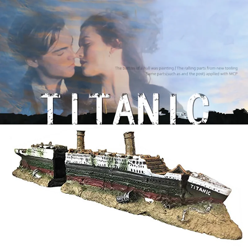 Titanic Resin Wrecked Ship Aquarium Decoration Fish Tank Sunk Boat Ship Crafts Ornament