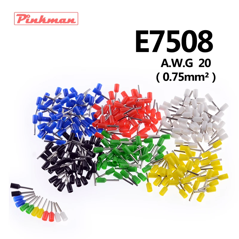 20/50/100pcs E7508 Tube insulating terminals AWG 20 Insulated Cable Wire 0.75mm2 Connector Insulating Crimp Terminal Connect