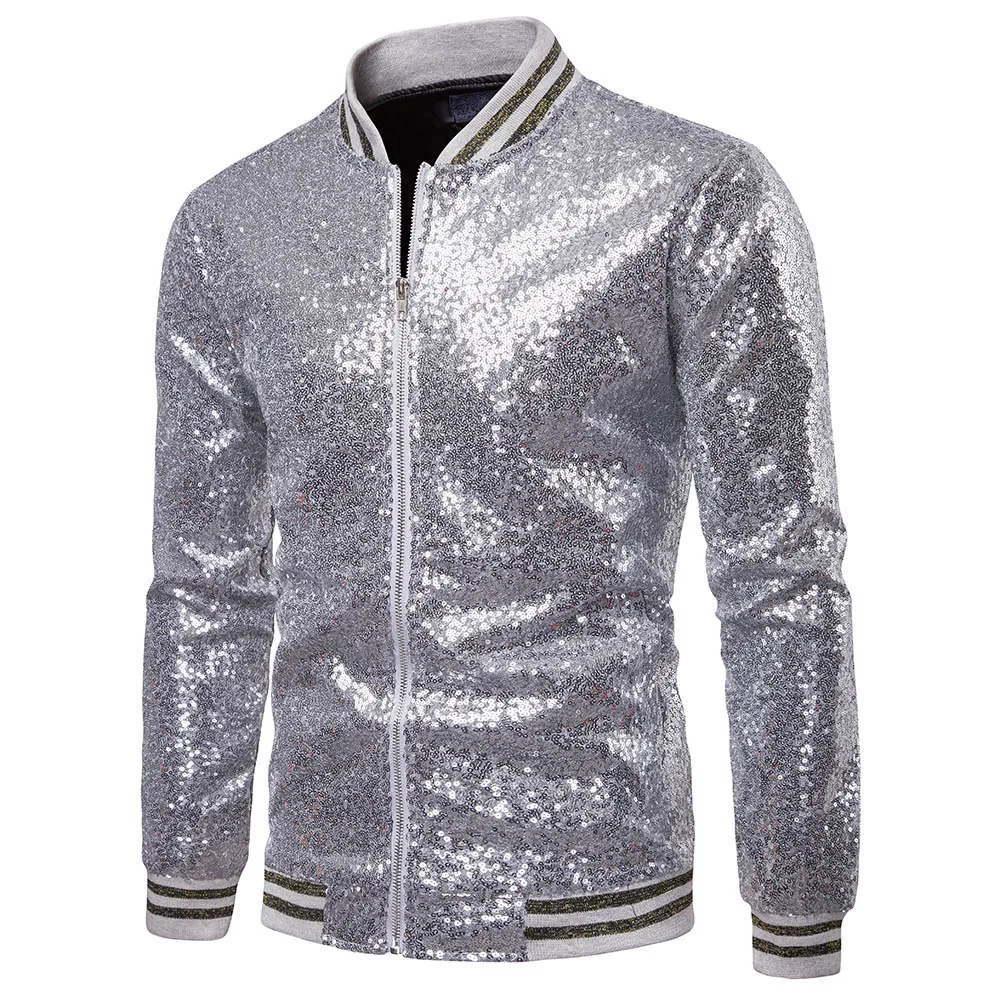 Jaqueta Bling de lantejoulas masculina, ouro brilhante, jaqueta do colégio, casacos de casamento, outwear, festa, palco, baile, moda, novo