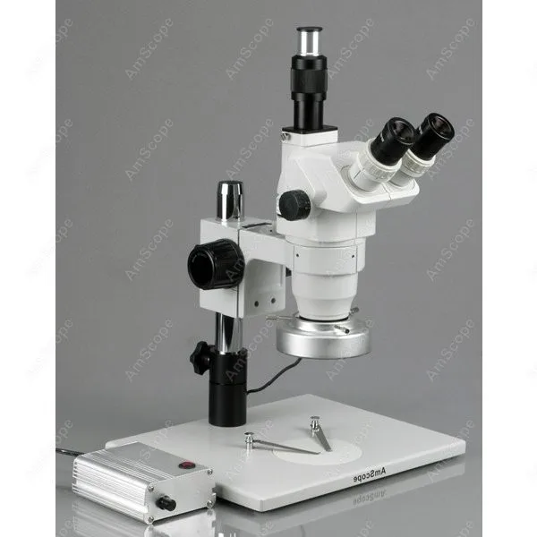 AmScope Zoom Trinocular Stereo Microscope 2X-180X on Pillar Stand+ 80-LED Aluminum Ring Light