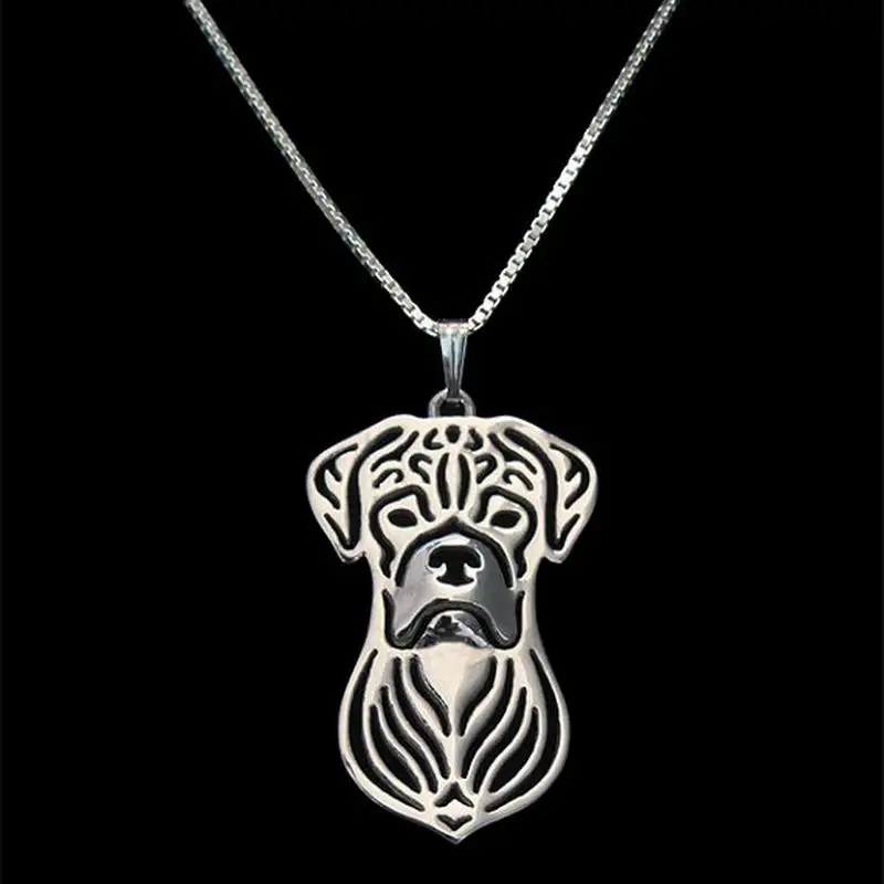 Lovers Metal Boxer Dog Shaped Jewelry Pendant Necklaces