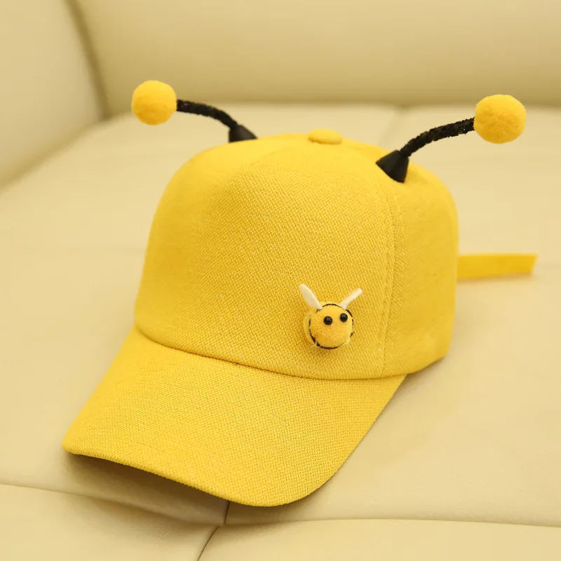 2-8years old spring children\'s baseball cap boys and girls 3D bee Snapback adjustable summer breathable mesh sun hat hip hop hat