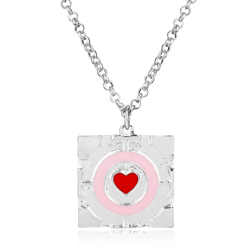 dongsheng Enamel Heart Necklace 3D Game Portal2 Pendant Nmucho Portal Collar Portal 2 Companion Cube Statement Necklace Women