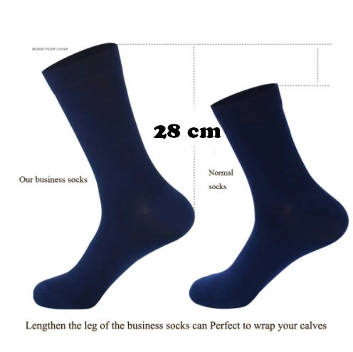 Fcare 10PCS=5 pairs long leg business  44-47 crew men dress cotton black, blue, brown and army green plus big size socks