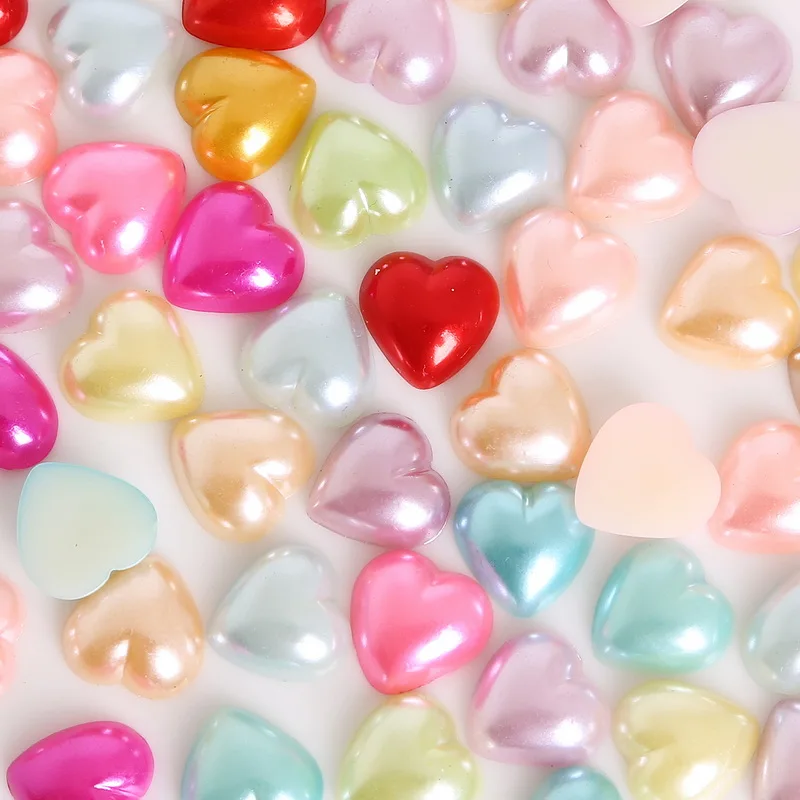 50-300Pcs Cheap Imitation plastic Half Pearl Heart Beads flatback cabochon Scrapbooking Craft 3/4/6/8/10/12mm Pick Size
