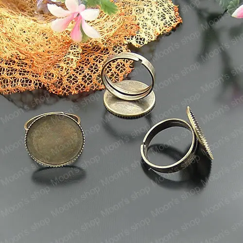 Wholesale Diameter 18mm Antique Bronze Copper Ring with Inner 18mm Round Cameo Settings Diy Jewelry Findings 10 pcs(JM3152)