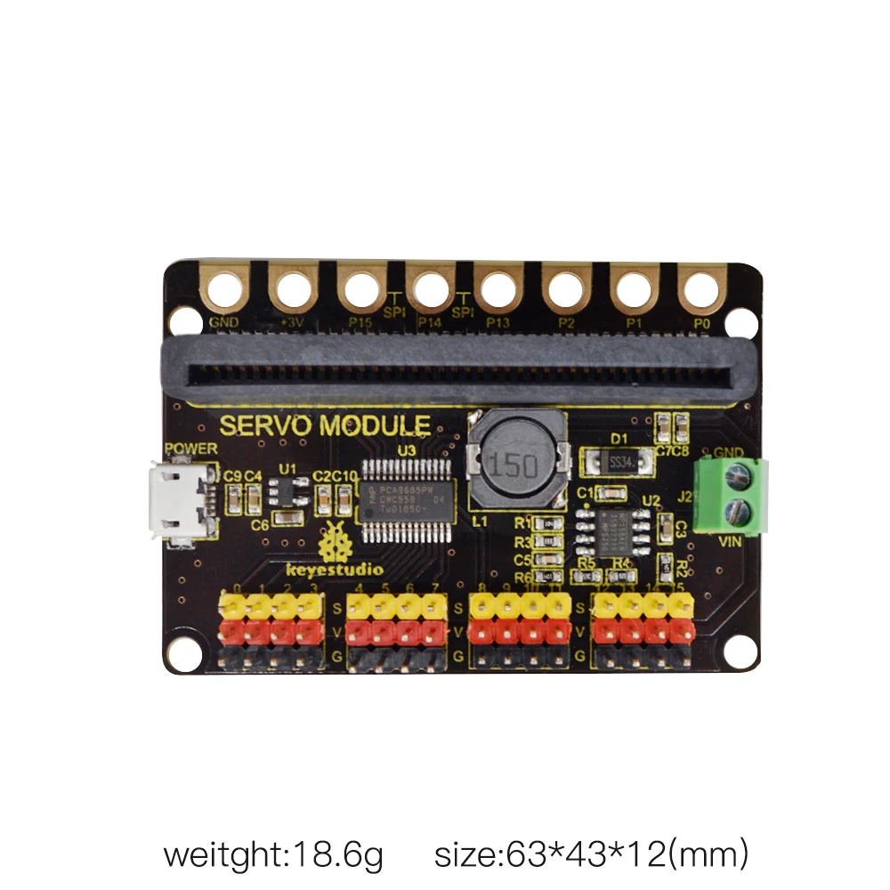Keyestudio 16-channel PCA9685PW SERVO Shield Micro USB Port DC 5V Control 16 Servos For Micro:bit