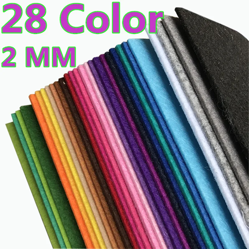 28 Color 30*30cm 2MM Thick Fabric Felt Non Woven Polyester Cloth Multi Color Felt For DIY Dolls Sewing Crafts Home Decoration