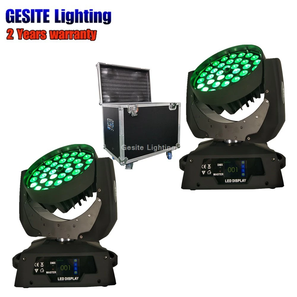 2unit flight case package 36x15w rgbwa 5in1 36x15 zoom wash led moving head