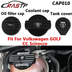 Aluminum Black Oil Filler Cap Coolant Cap Water Tank Cover  for audi VW CC golf 6 GTI R MK6 Scirocco EA888 RS3-CAP010